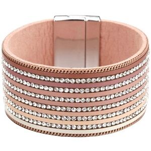 RHINESTONE GRADIENT COLOR LEATHER BRACELET